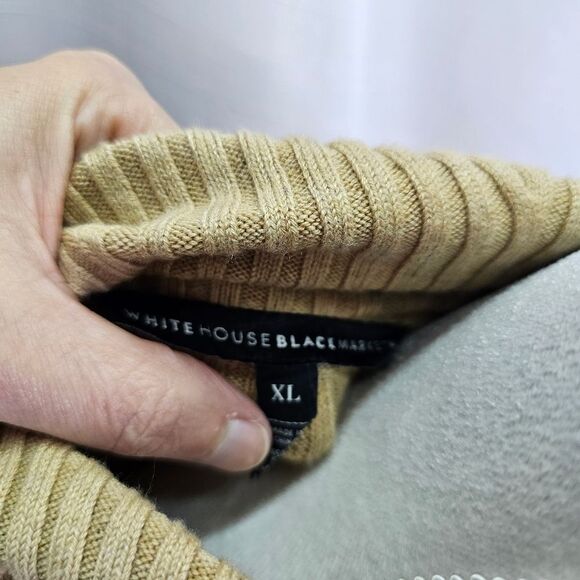 White House Black Market Tan Cuffed Sleeve Turtleneck Pointelle Sweater Size XL - Picture 7 of 11